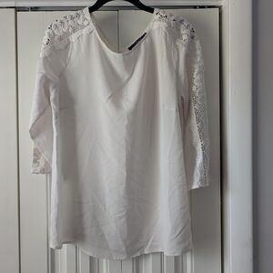 Elegant White Lace Sleeve Women's Top